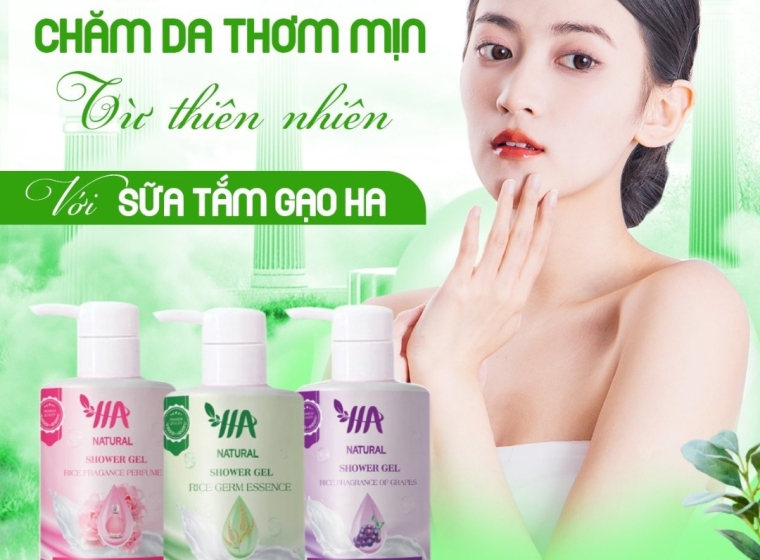 Chăm da thơm mịn với sữa tắm gạo HA