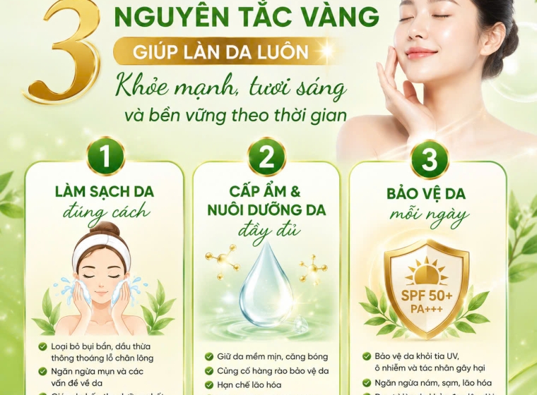 3 Nguyên Tắc Vàng Giúp Làn Da Luôn Khỏe Đẹp