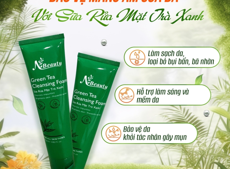 BẢO VỆ MÀNG ẨM CỦA DA VỚI SỮA RỬA MẶT TRÀ XANH N BEAUTY 