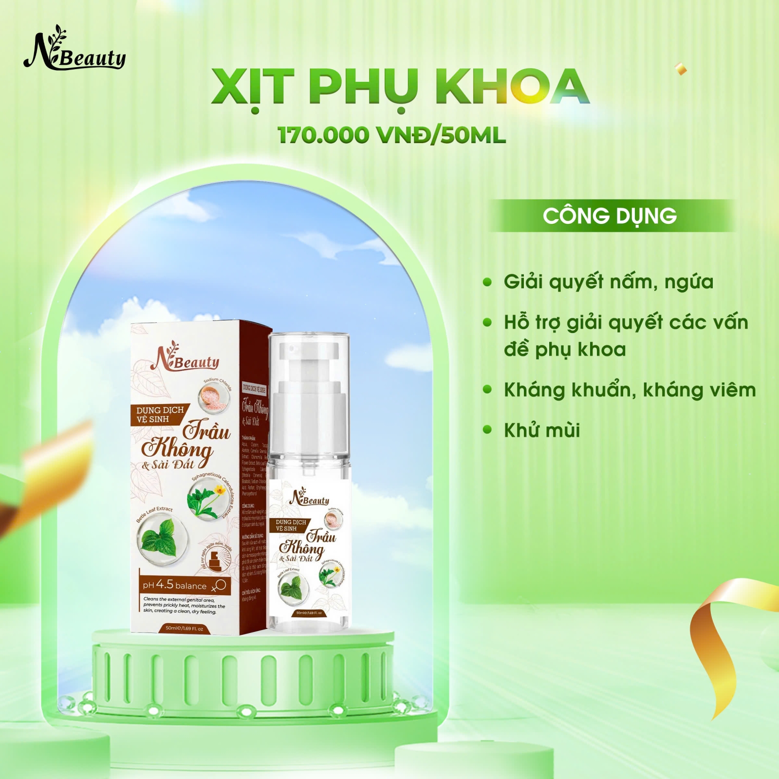 Xịt phụ khoa trầu không sài đất 
